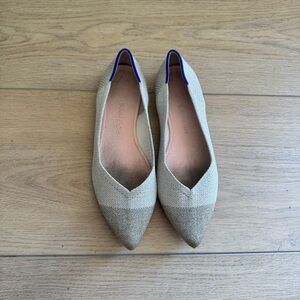 Rothy's The Point Diamond Metallic Wedding Flats Cream Platinum